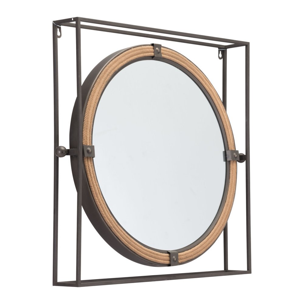 22" Gray Square Steel Framed Accent Mirror HomeRoots