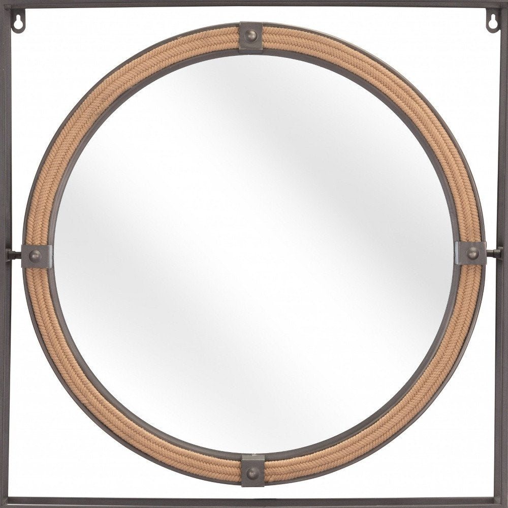 22" Gray Square Steel Framed Accent Mirror HomeRoots