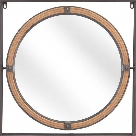 22" Gray Square Steel Framed Accent Mirror HomeRoots