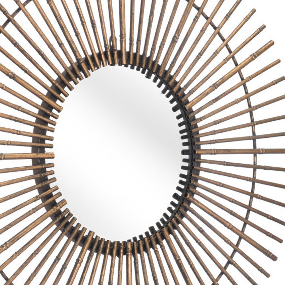 32" Gold Steel Sunburst Framed Accent Mirror HomeRoots