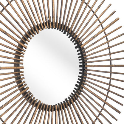 32" Gold Steel Sunburst Framed Accent Mirror HomeRoots