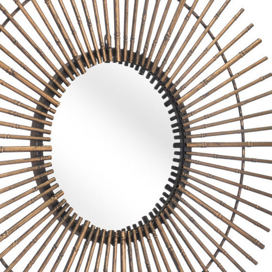 32" Gold Steel Sunburst Framed Accent Mirror HomeRoots