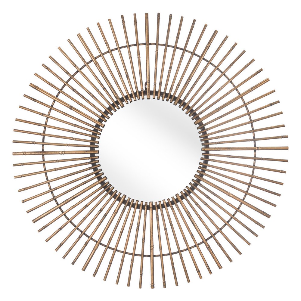 32" Gold Steel Sunburst Framed Accent Mirror HomeRoots