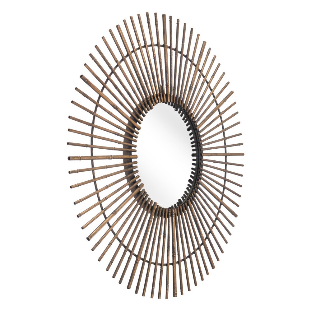 32" Gold Steel Sunburst Framed Accent Mirror HomeRoots