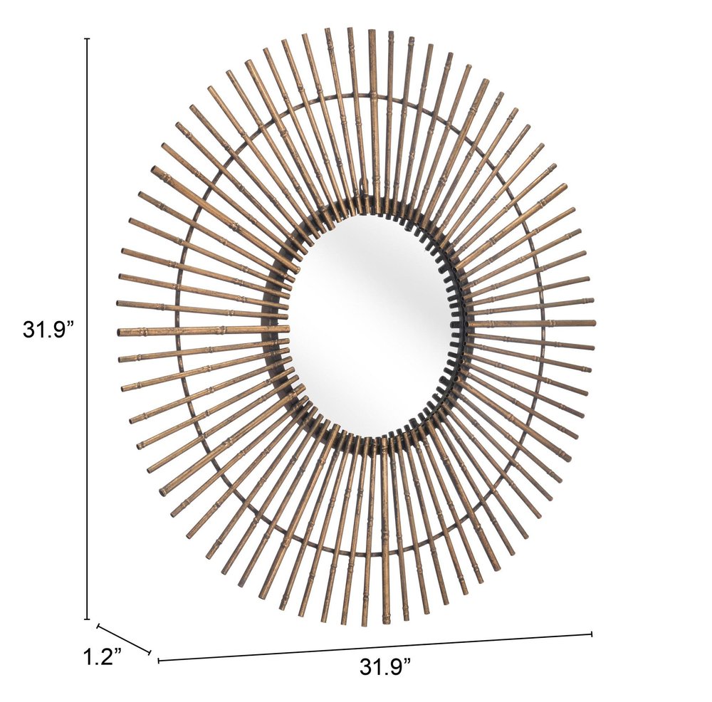 32" Gold Steel Sunburst Framed Accent Mirror HomeRoots