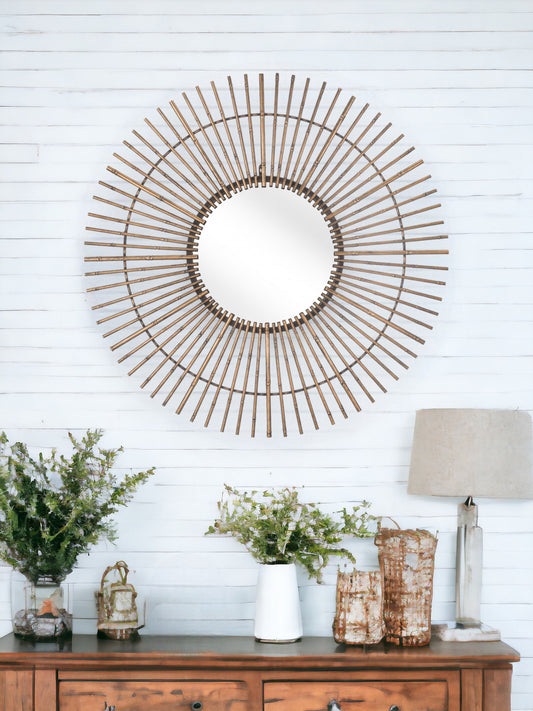 Gold Tribal Round Mirror