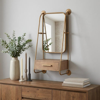 36" Gold Steel Framed Accent Mirror HomeRoots