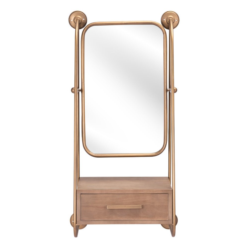 36" Gold Steel Framed Accent Mirror HomeRoots