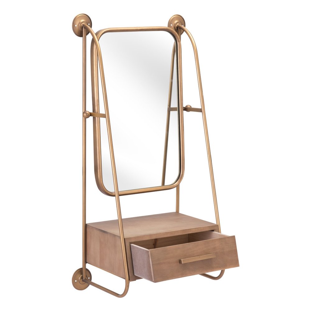 36" Gold Steel Framed Accent Mirror HomeRoots