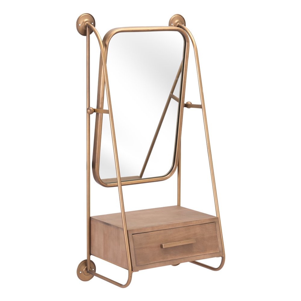 36" Gold Steel Framed Accent Mirror HomeRoots