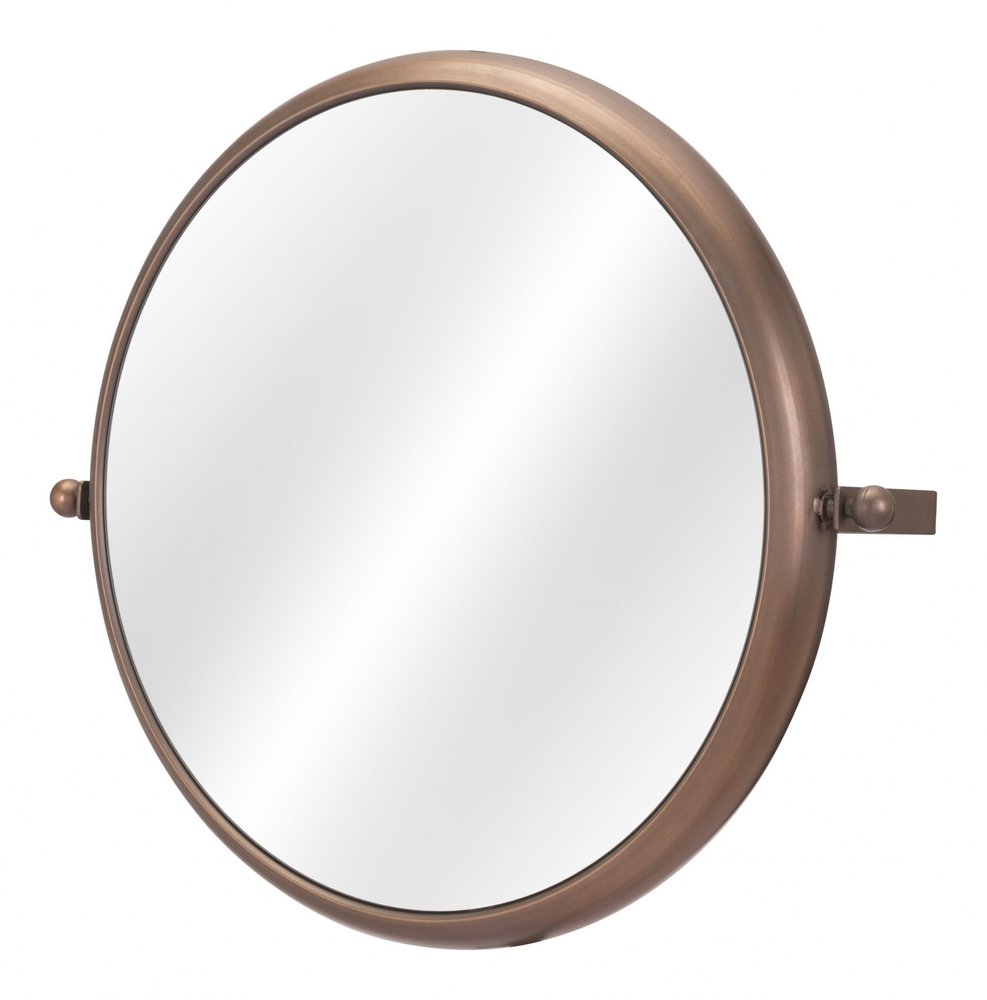 Industrial Gold Round Mirror HomeRoots