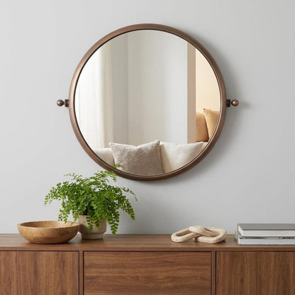 Industrial Gold Round Mirror HomeRoots