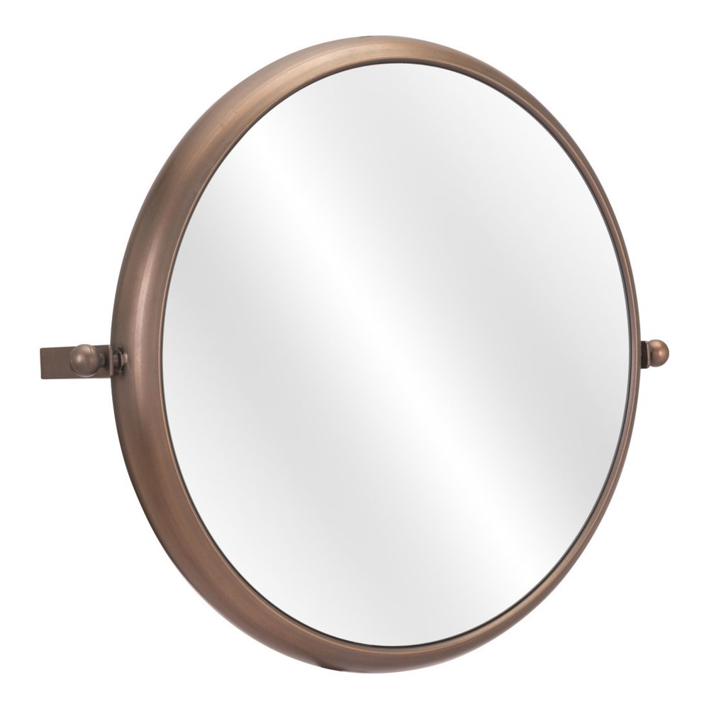 Industrial Gold Round Mirror HomeRoots