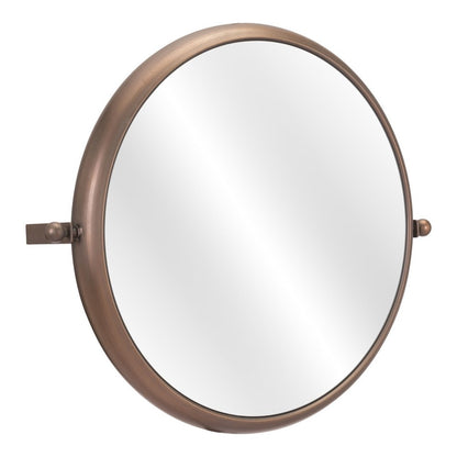Industrial Gold Round Mirror HomeRoots