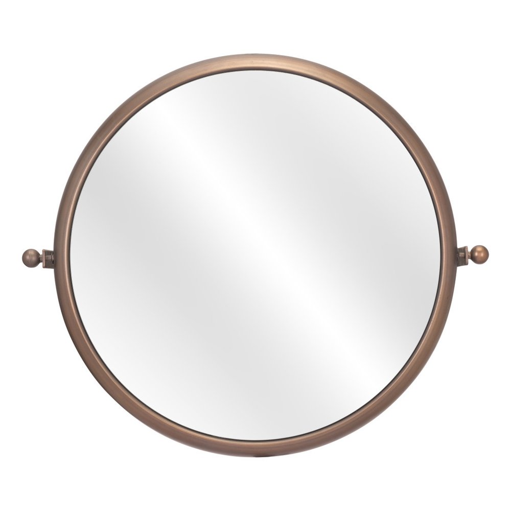 Industrial Gold Round Mirror HomeRoots