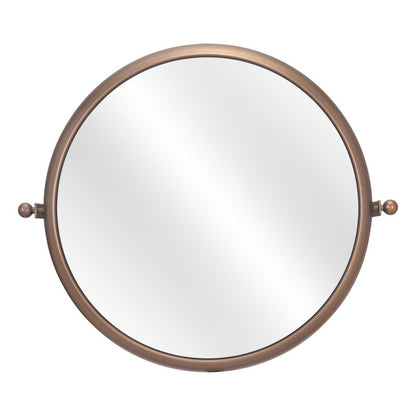 Industrial Gold Round Mirror HomeRoots