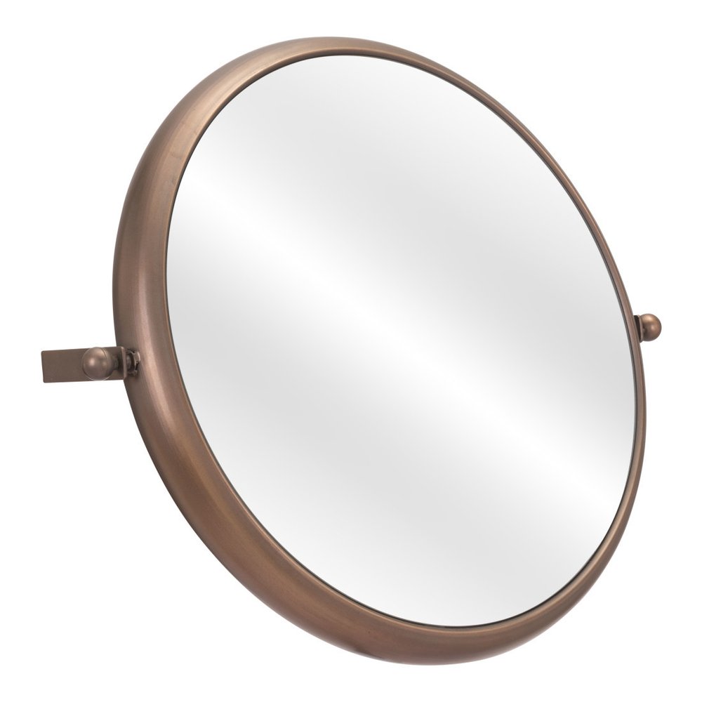 Industrial Gold Round Mirror HomeRoots