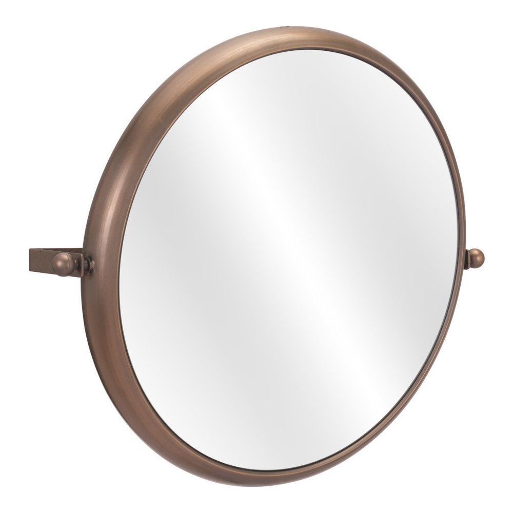 Industrial Gold Round Mirror HomeRoots