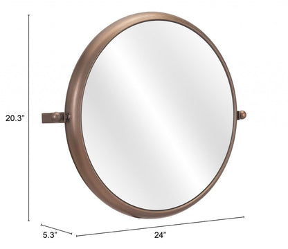 Industrial Gold Round Mirror HomeRoots