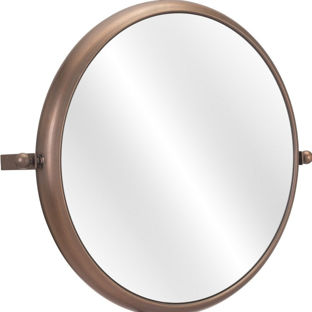 Industrial Gold Round Mirror HomeRoots