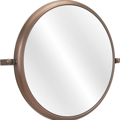 Industrial Gold Round Mirror HomeRoots