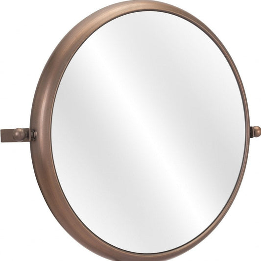 Industrial Gold Round Mirror HomeRoots