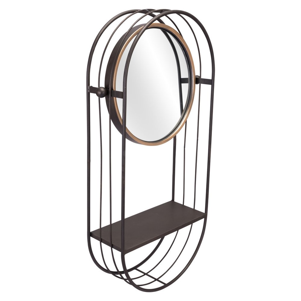 Industrial Gray Mirror Shelf HomeRoots