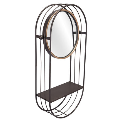 Industrial Gray Mirror Shelf HomeRoots