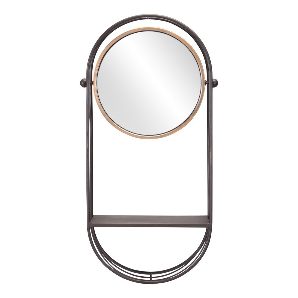 Industrial Gray Mirror Shelf HomeRoots