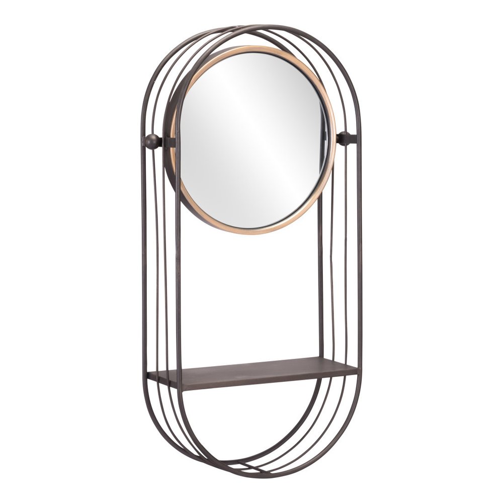 Industrial Gray Mirror Shelf HomeRoots