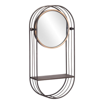 Industrial Gray Mirror Shelf HomeRoots