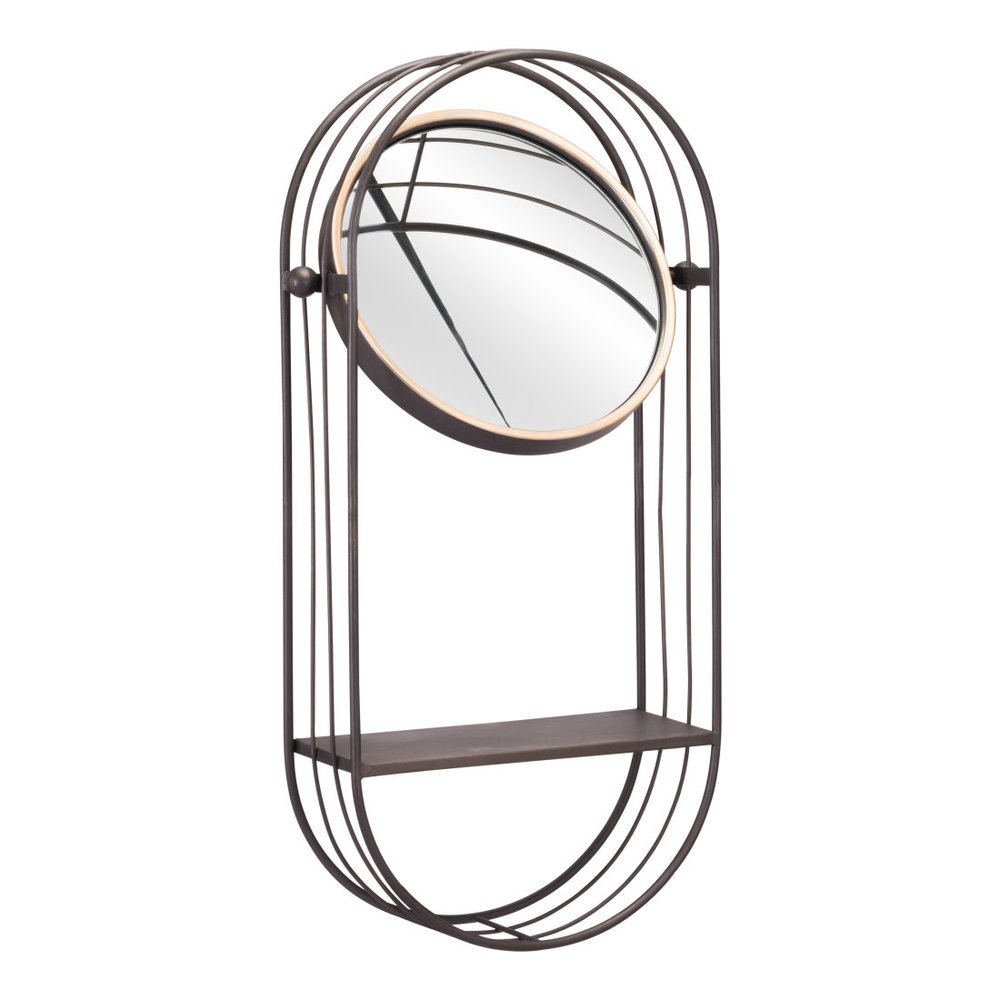 Industrial Gray Mirror Shelf HomeRoots