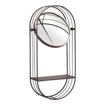 Industrial Gray Mirror Shelf HomeRoots