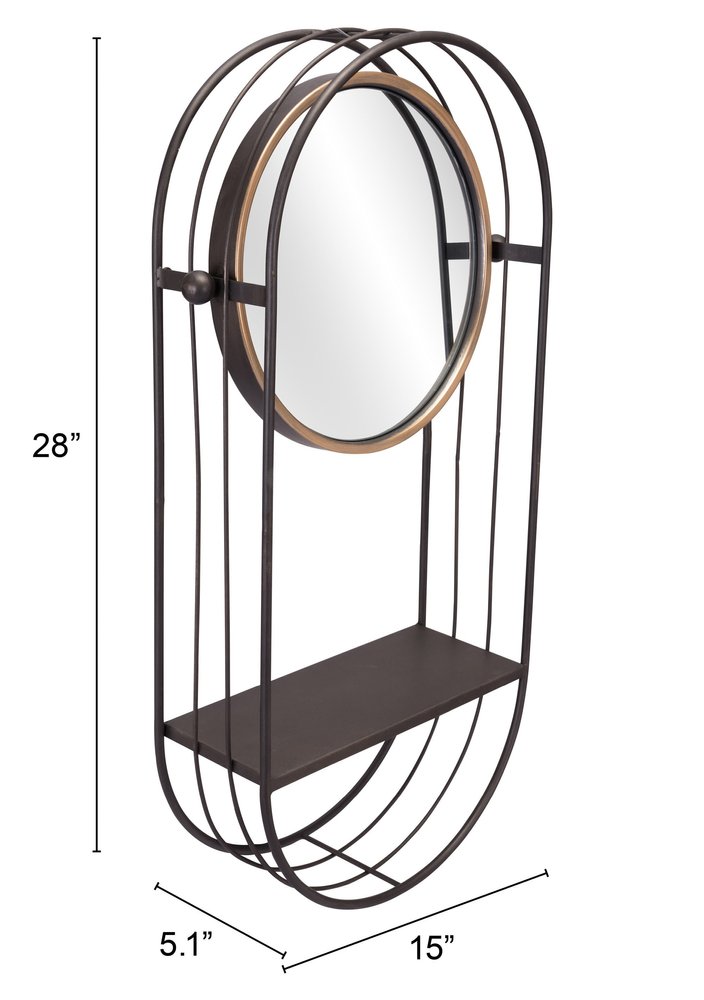 Industrial Gray Mirror Shelf HomeRoots