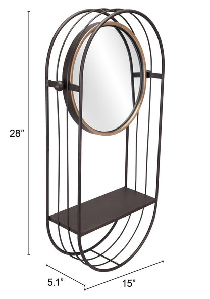 Industrial Gray Mirror Shelf HomeRoots