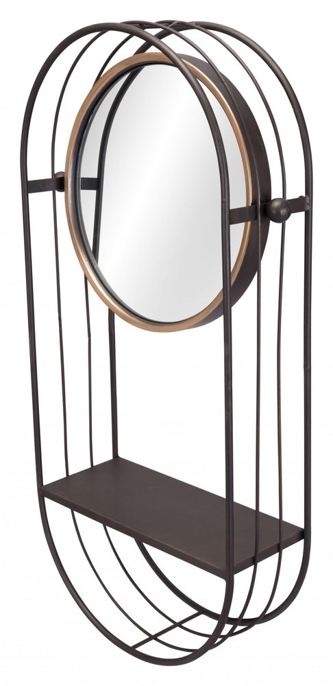 Industrial Gray Mirror Shelf HomeRoots