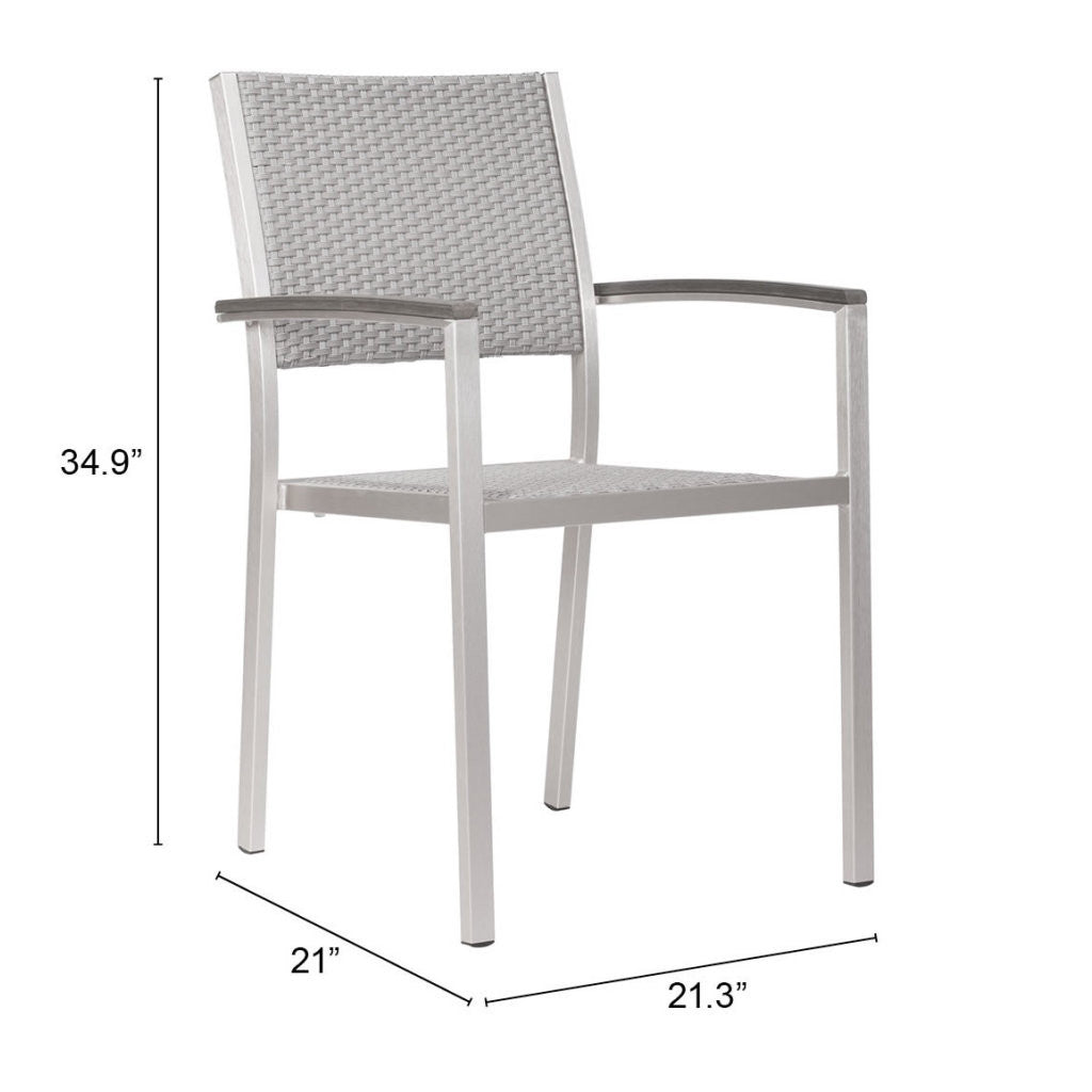 Set Of Two 21" White Aluminum Arm Chair