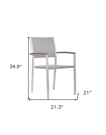 Set Of Two 21" White Aluminum Arm Chair