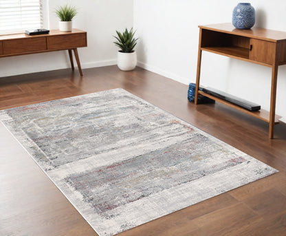 10' Runner Blue and Ivory Oriental Power Loom Runner Rug