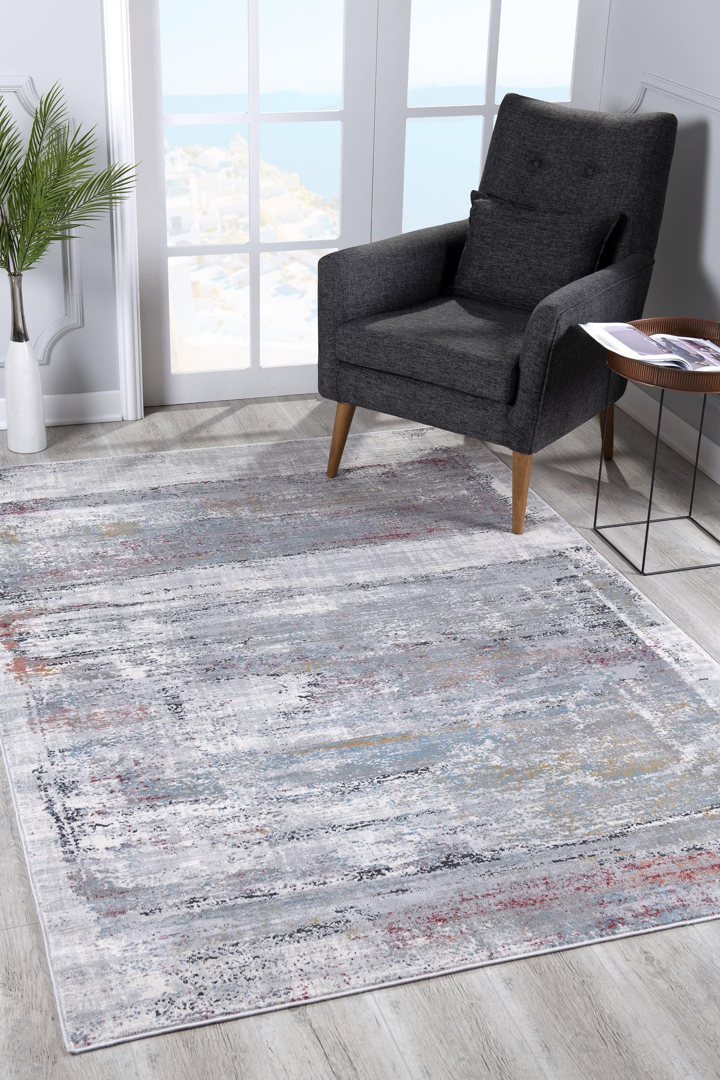 4’ X 6’ Gray Abstract Irregular Blocks Area Rug