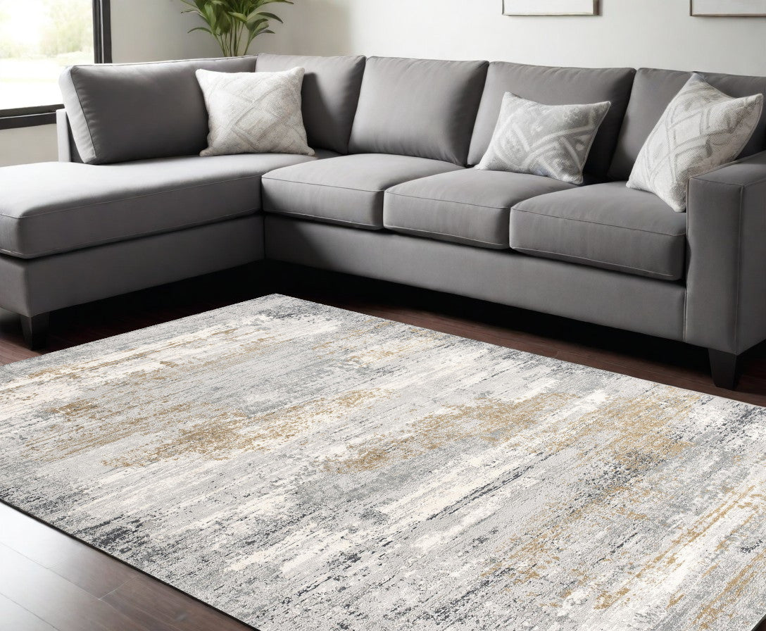 4' X 6' Grey Abstract Area Rug