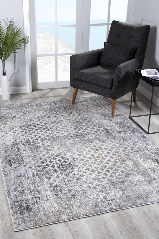 4’ X 6’ Gray And Ivory Distressed Area Rug