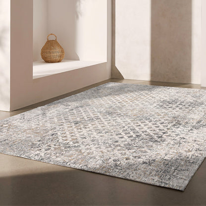 4' X 6' Gray And Ivory Distressed Area Rug