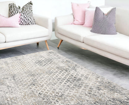 4' X 6' Gray And Ivory Distressed Area Rug