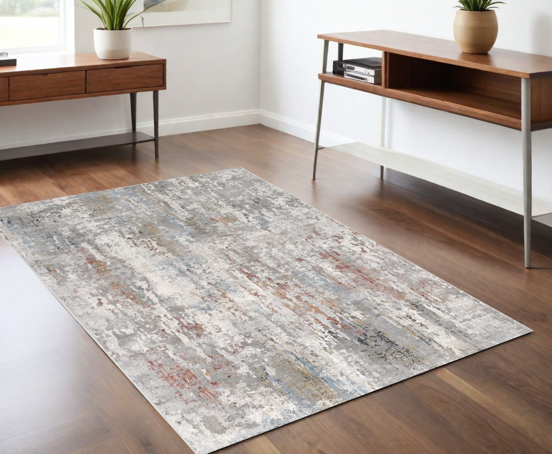 2' X 10' Gray Abstract Pattern Runner Rug