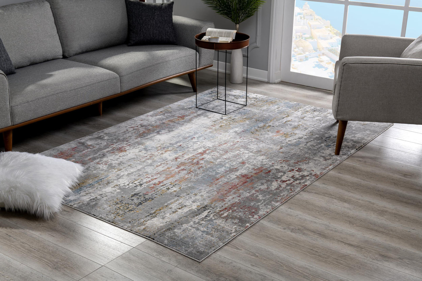 2' X 10' Gray Abstract Pattern Runner Rug