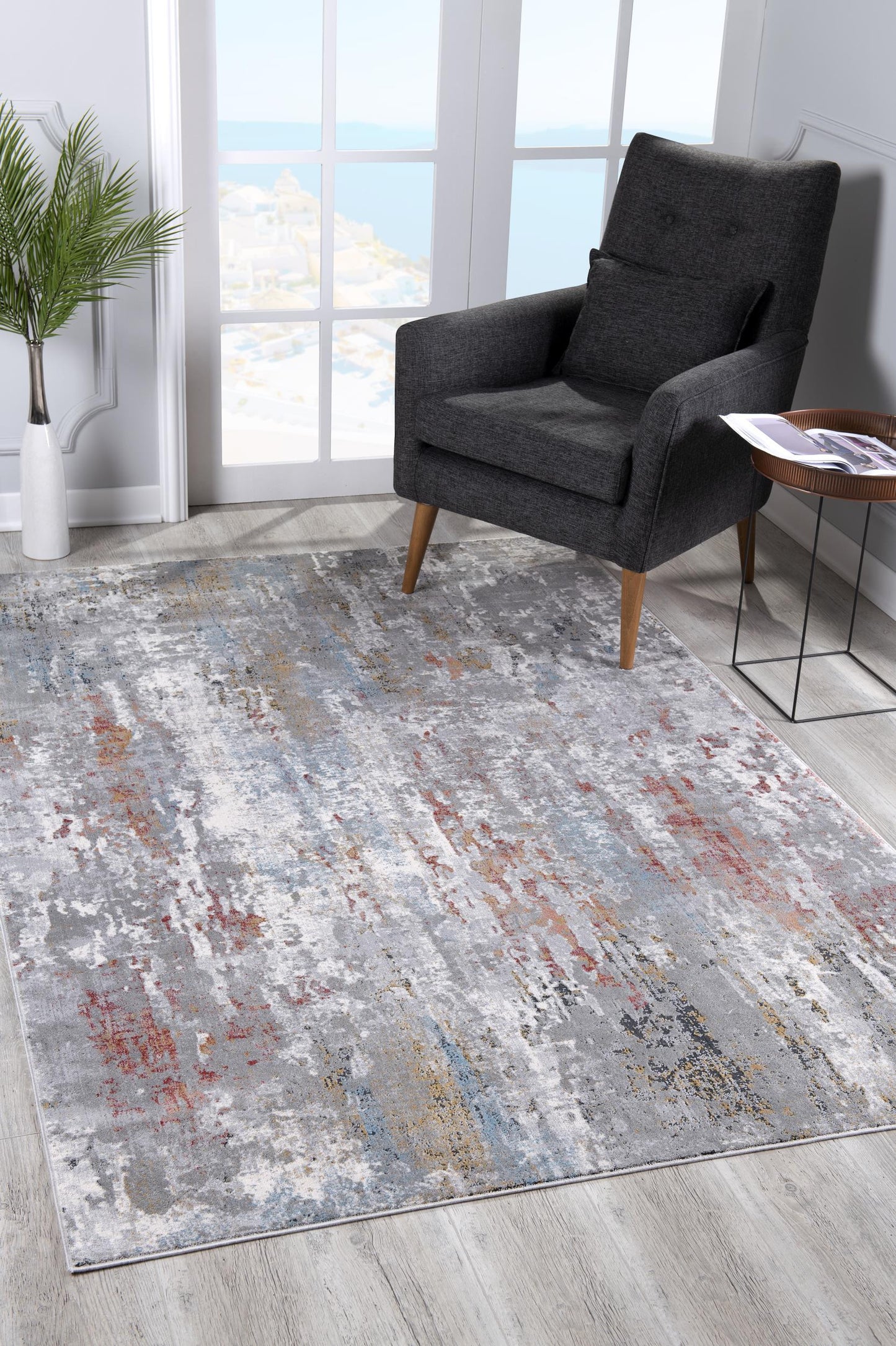 2' X 10' Gray Abstract Pattern Runner Rug