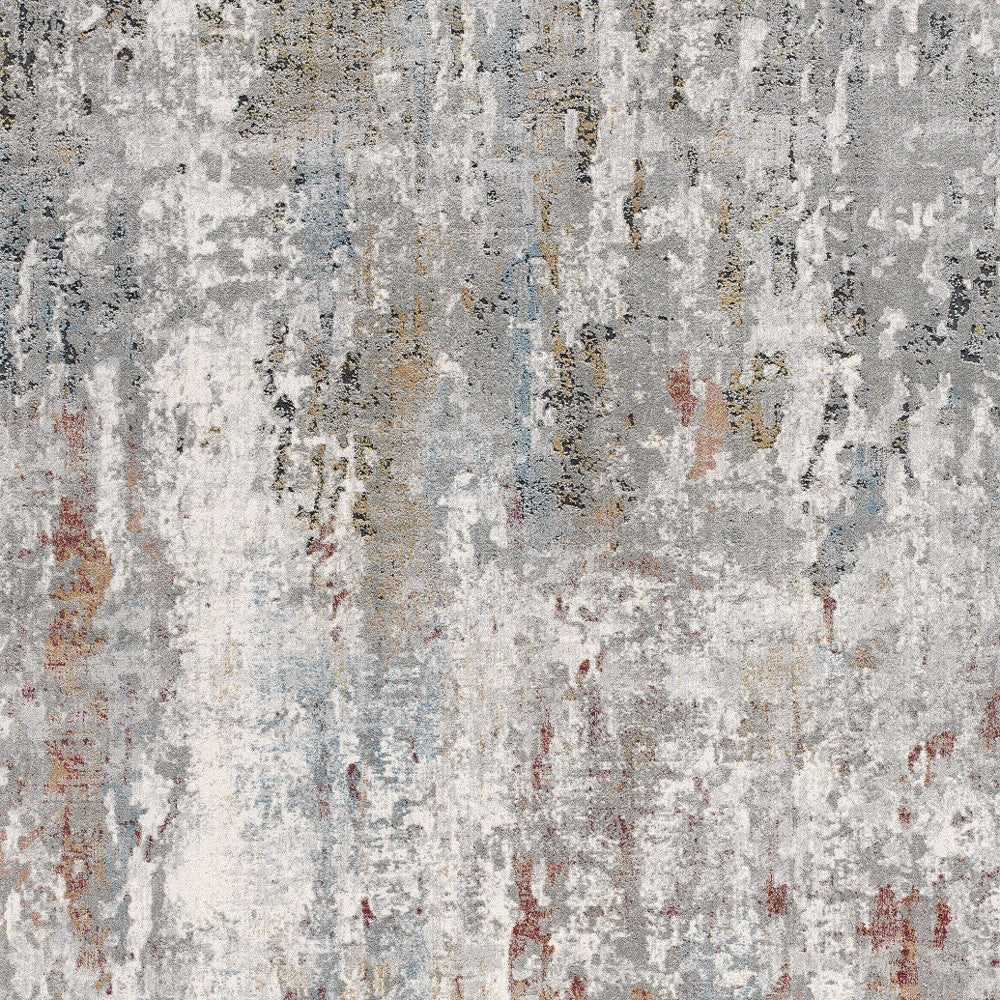 2' X 10' Gray Abstract Pattern Runner Rug