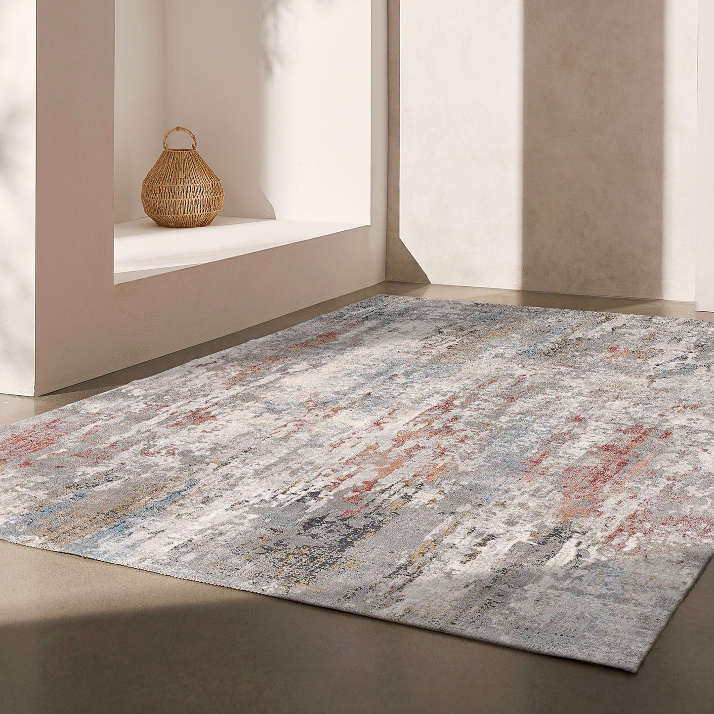 2' X 10' Gray Abstract Pattern Runner Rug