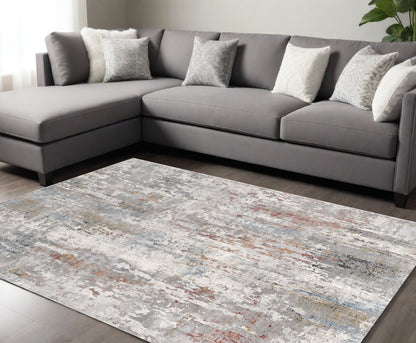 2' X 10' Gray Abstract Pattern Runner Rug